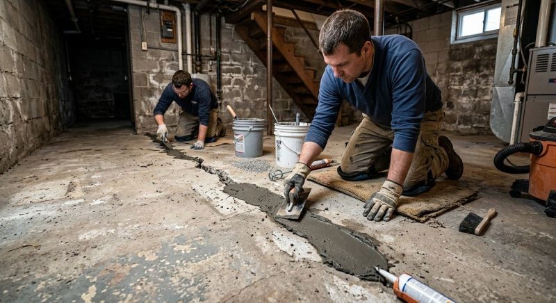 Cracked Basement Floor Repair in Lenawee County, MI