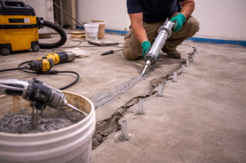 Cracked Basement Floor Repair in Lenawee County, MI